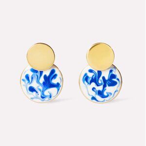 Ana Luisa Mini Kinoko Marble Blue Enamel Earrings